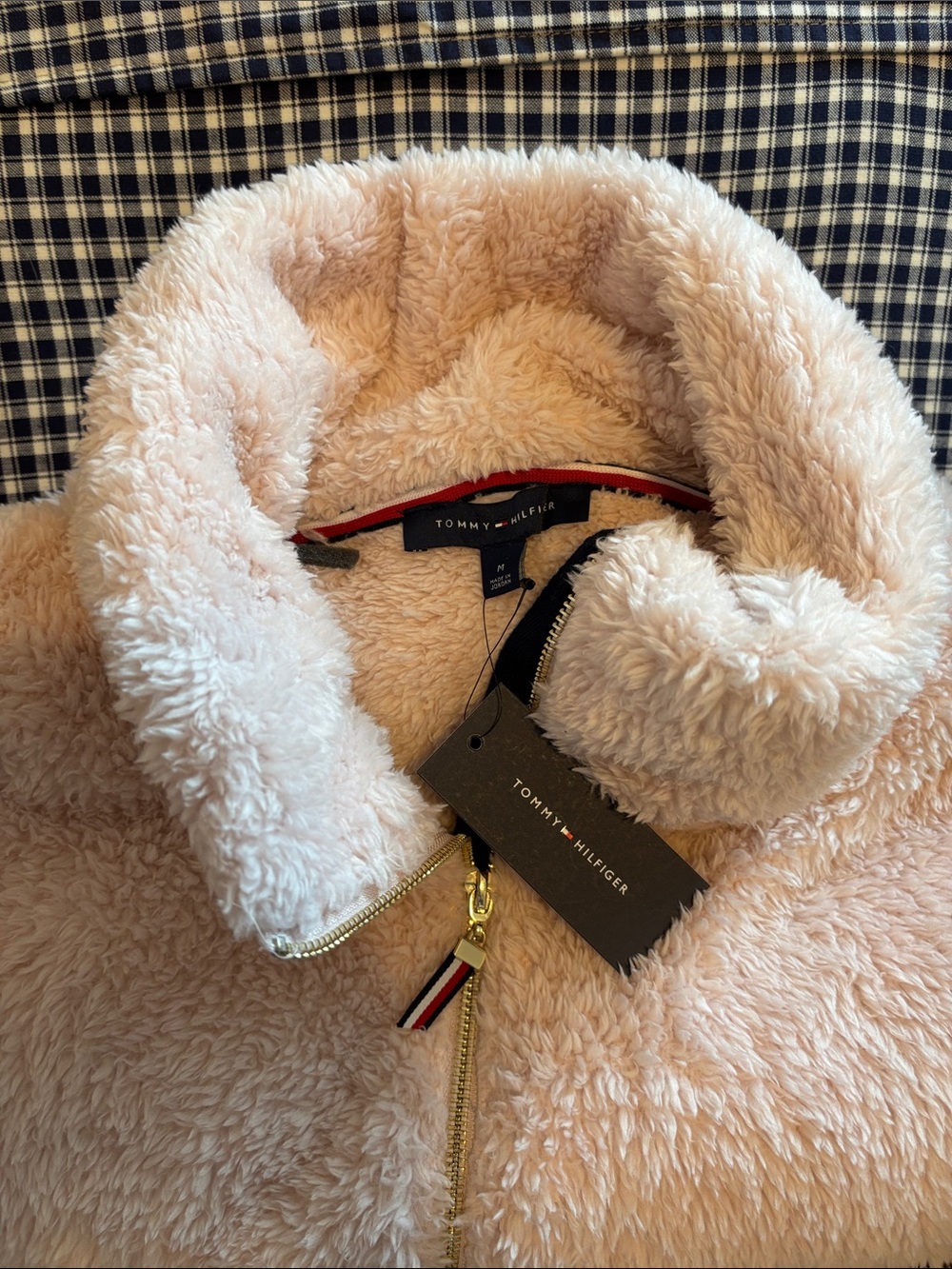 Tommy Hilfiger Plush fleece in Soft Pink with Gold Zipper